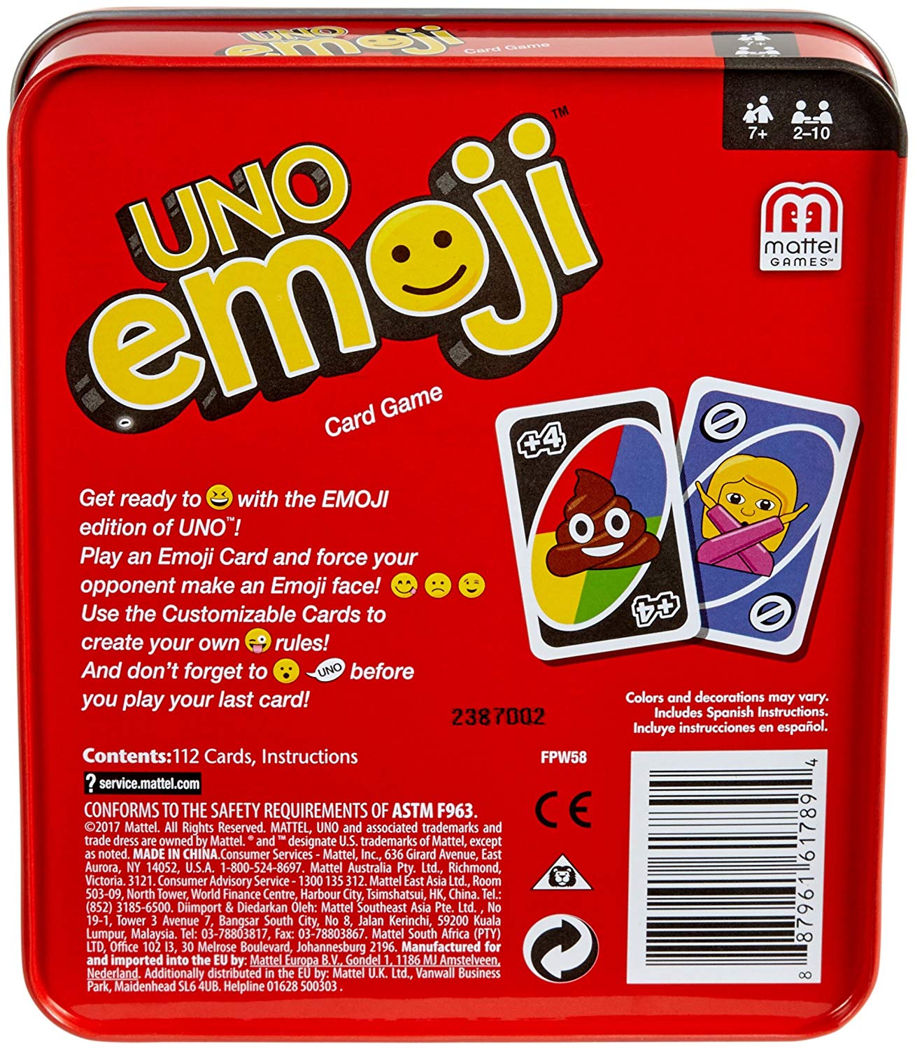UNO Emoji Kartenspiel Mattel Card Game DYC15 Neuware